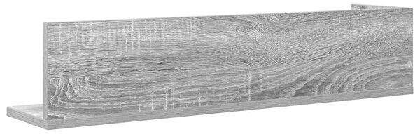 2 db szürke sonoma színű szerelt fa fali polc 75x16,5x16,5 cm