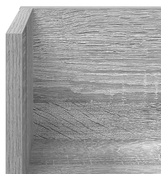 2 db szürke sonoma színű szerelt fa fali polc 75x16,5x16,5 cm