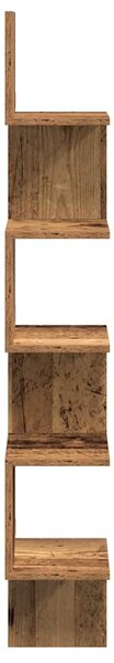 Antik fa színű szerelt fa fali sarokpolc 20 x 20 x 127,5 cm