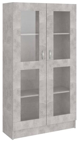 Betonszürke szerelt fa vitrinszekrény 82,5 x 30,5 x 150 cm