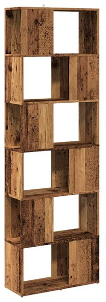 Antik fa színű térelválasztó könyvszekrény 60x24x186 cm