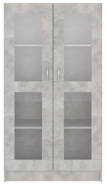 Betonszürke szerelt fa vitrinszekrény 82,5 x 30,5 x 150 cm