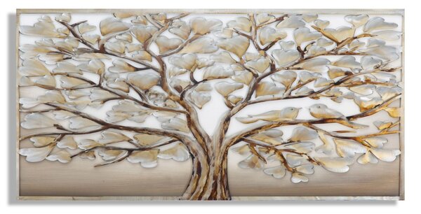 ALUMINIUM TREE I barna és szürke vászon festmény