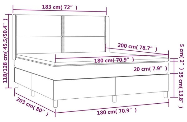VidaXL fekete műbőr rugós ágy matraccal 180 x 200 cm