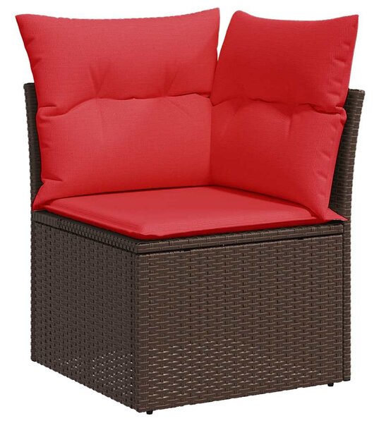 10 részes barna polyrattan kerti ülőgarnitúra párnákkal