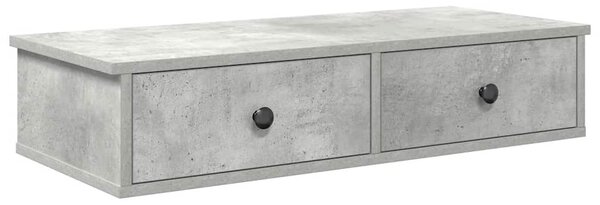 Falipolc fiókokkal betonszürke 80x31x17 cm műszaki fa