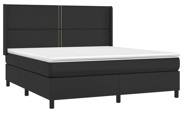 VidaXL fekete műbőr rugós ágy matraccal 180 x 200 cm