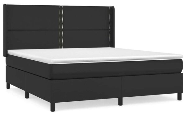 VidaXL fekete műbőr rugós ágy matraccal 180 x 200 cm