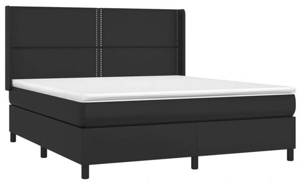 VidaXL fekete műbőr rugós ágy matraccal 180 x 200 cm