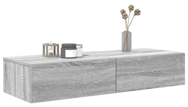 Falipolc fiókokkal szürke sonoma 100x36x19 cm műszaki fa