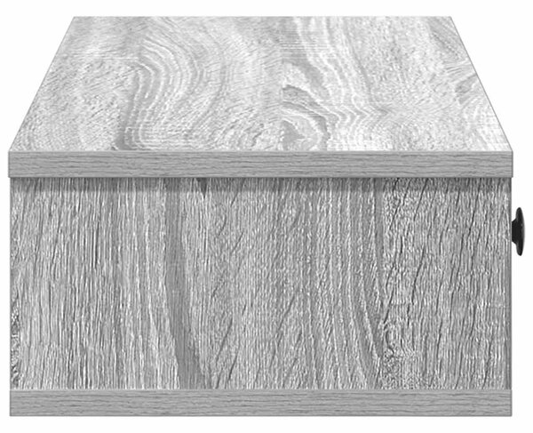 Szürke sonoma szerelt fa falipolc fiókokkal 100 x 37,5 x 19 cm