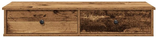 Antik fa szerelt fa falipolc fiókokkal 100 x 37,5 x 19 cm