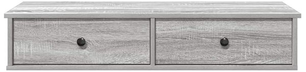 Szürke sonoma szerelt fa falipolc fiókokkal 100 x 37,5 x 19 cm