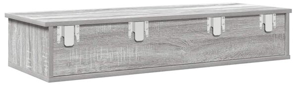 Szürke sonoma szerelt fa falipolc fiókokkal 100 x 37,5 x 19 cm