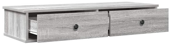 Szürke sonoma szerelt fa falipolc fiókokkal 100 x 37,5 x 19 cm
