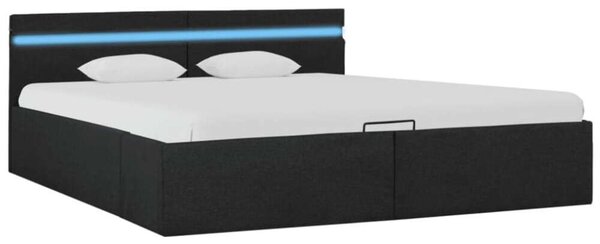 VidaXL sötétszürke LED-es szövetágy hidraulikus tárolóval 180 x 200 cm