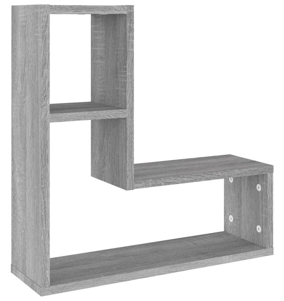 2 db szürke sonoma színű szerelt fa falipolc 50 x 15 x 50 cm