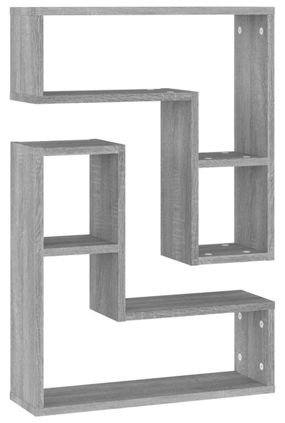 2 db szürke sonoma színű szerelt fa falipolc 50 x 15 x 50 cm