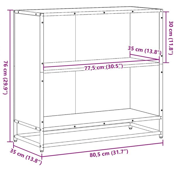 Füstös tölgy színű szerelt fa könyvszekrény 80,5x35x76 cm