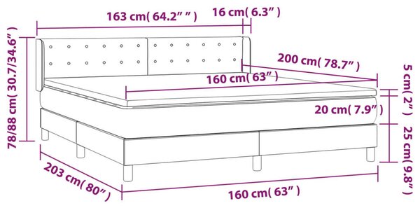 VidaXL cappuccino színű műbőr rugós ágy matraccal 160 x 200 cm