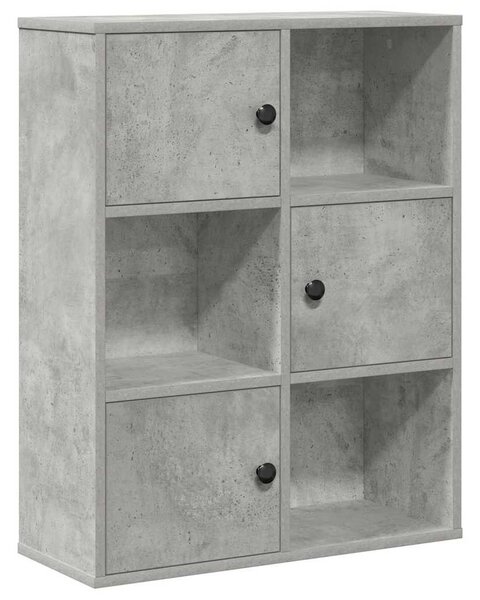 Betonszürke szerelt fa könyvespolc 60x24x76,5 cm