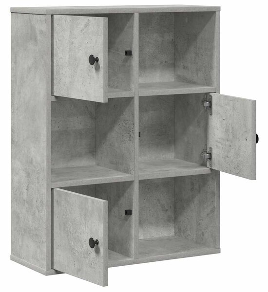 Betonszürke szerelt fa könyvespolc 60x24x76,5 cm