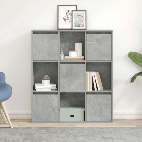 Betonszürke szerelt fa könyvespolc 89x24x101,5 cm