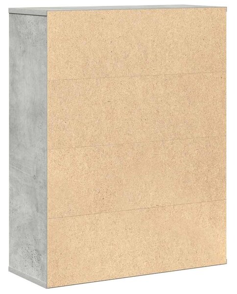 Betonszürke szerelt fa könyvespolc 60x24x76,5 cm
