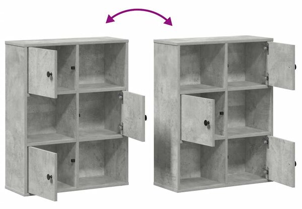 Betonszürke szerelt fa könyvespolc 60x24x76,5 cm