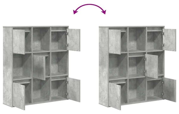Betonszürke szerelt fa könyvespolc 89x24x101,5 cm