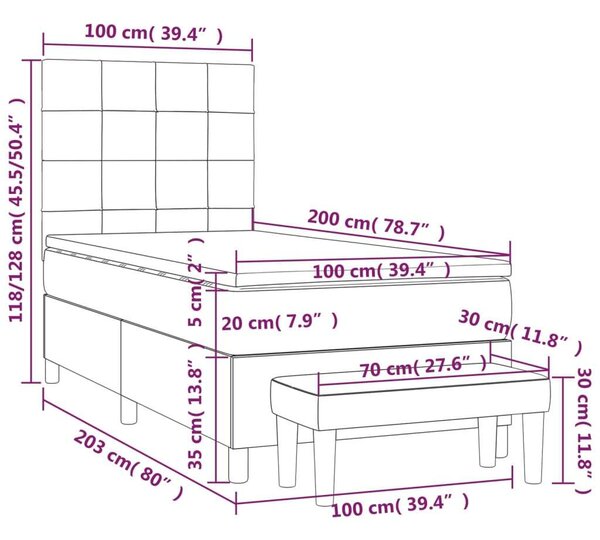 VidaXL Ágy - 100x200 cm - Zsebrugós Matraccal és Padlólappal