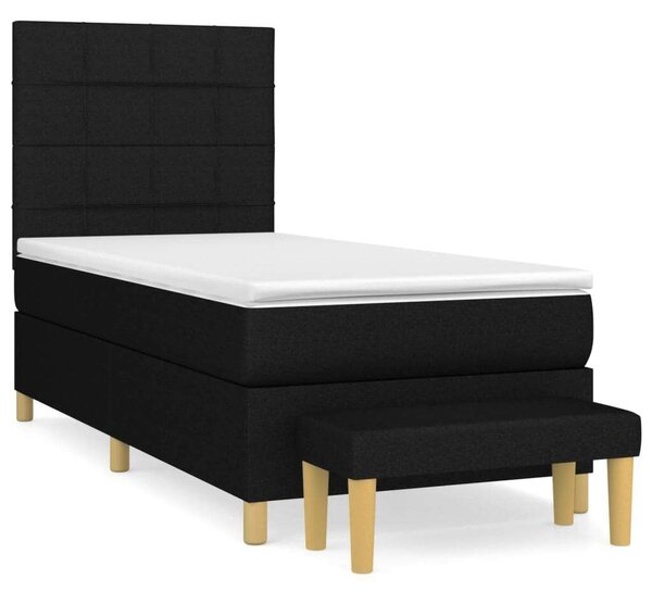VidaXL fekete szövet rugós ágy matraccal 80 x 200 cm