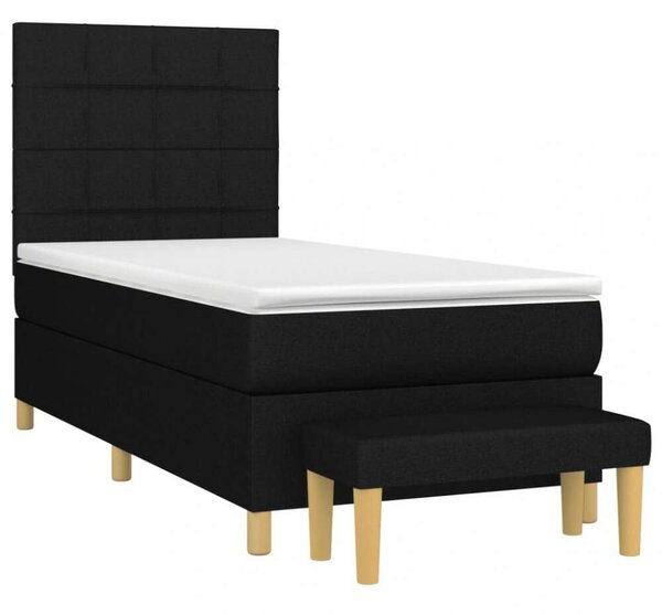VidaXL fekete szövet rugós ágy matraccal 80 x 200 cm