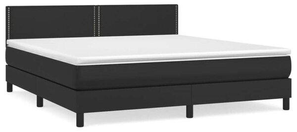 VidaXL Fekete Műbőr Ágy Matraccal - 180x200 cm
