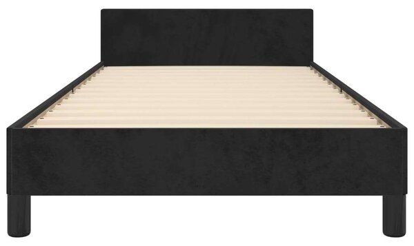 VidaXL Fekete Bársony Ágykeret Fejtámlával - 90x200 cm