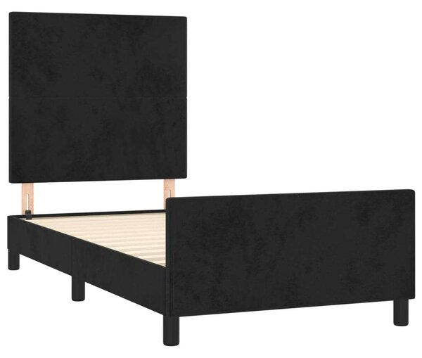 VidaXL Fekete Bársony Ágykeret Fejtámlával - 90x200 cm