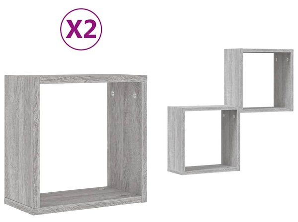 2 db szürke sonoma fali kockapolc 30 x 15 x 30 cm