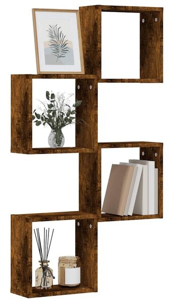 VidaXL 4 db füstös tölgy színű fali kockapolc 30 x 15 x 30 cm