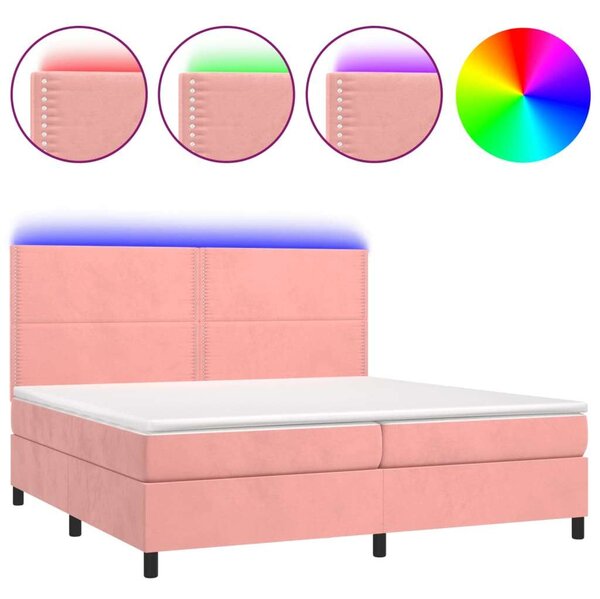 VidaXL Bársony Ágy LED-del - 200x200 cm