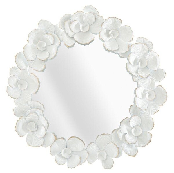 WHITE FLOWER fehér és tükröződő vas falitükör