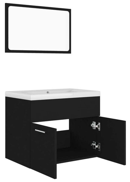 VidaXL Fürdőszoba Bútorszett - Fekete - 60cm