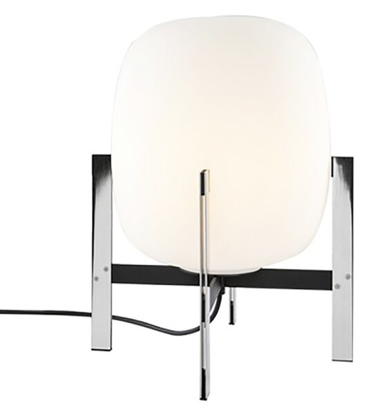 Santa & Cole - Cestita Metálica Asztali Lámpa Stainless Steel/White Glass - Lampemesteren