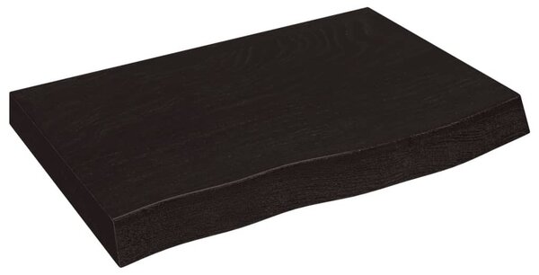Sötétbarna kezelt tömör tölgyfa fali polc 60x40x(2-6) cm