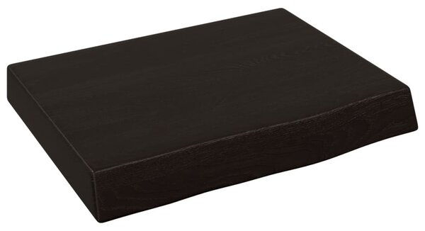 Sötétbarna kezelt tömör tölgyfa fali polc 40x30x(2-6) cm