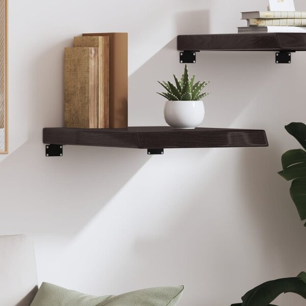 Sötétbarna kezelt tömör tölgyfa fali polc 40x60x(2-6) cm