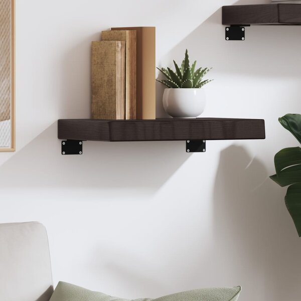 Sötétbarna kezelt tömör tölgyfa fali polc 40x30x(2-6) cm