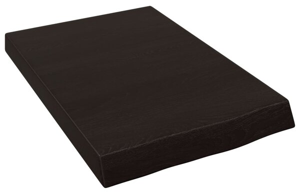 Sötétbarna kezelt tömör tölgyfa fali polc 40x60x(2-6) cm