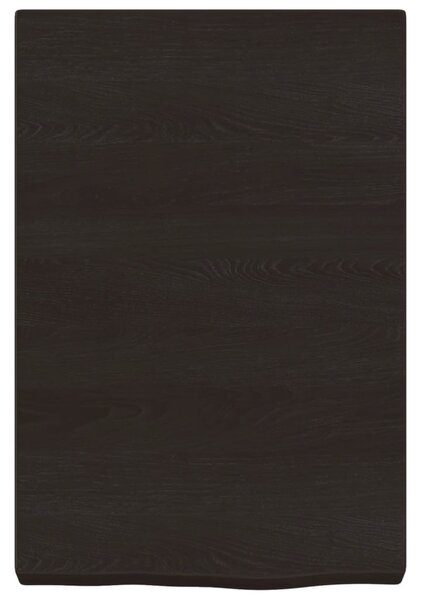 Sötétbarna kezelt tömör tölgyfa fali polc 40x60x(2-6) cm