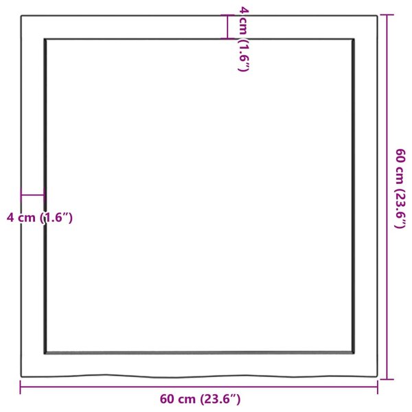 Sötétbarna kezelt tömör tölgyfa fali polc 60x60x(2-4) cm