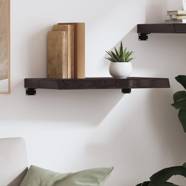 Sötétbarna kezelt tömör tölgyfa fali polc 60x40x(2-6) cm